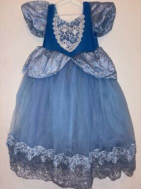 Girls Blue Sparkle Princess Costume Dress Ball Gown size small